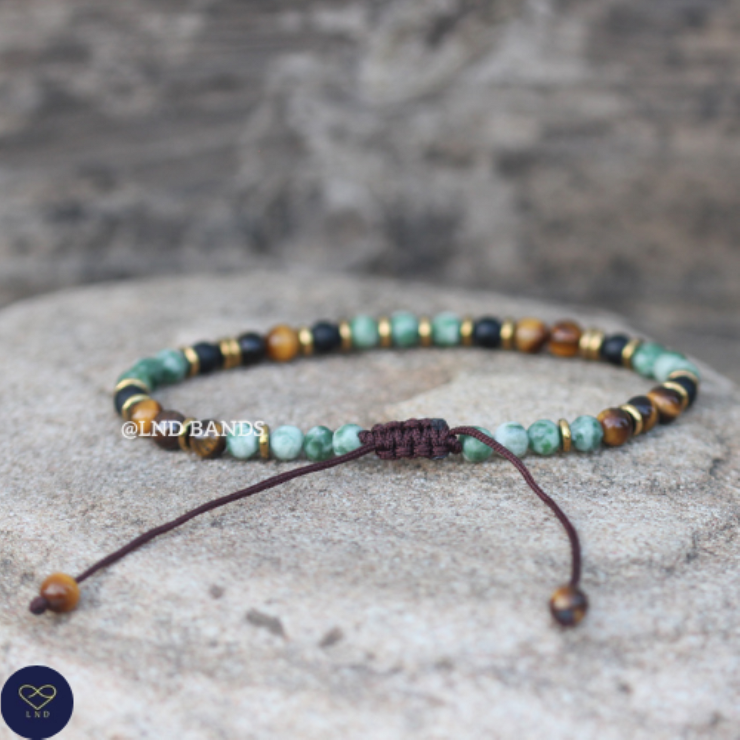 Tiger Eye Green Spot Jasper Onyx 4mm round beads Bracelet, Adjustable Beaded Bracelet, Tibetan Bracelet, Natural Stone Bracelet, Yoga, Boho