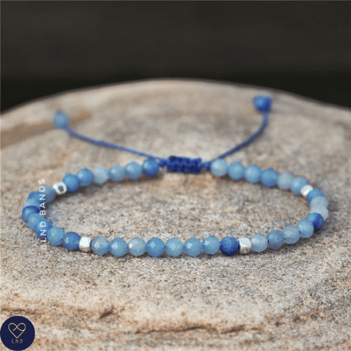 Blue Aventurine Faceted Bead Bracelet, Adjustable High Quality, Minimalist Bracelet, Gemstone Bracelet, Dainty Bracelet, Tibetan Yoga - LND Bands