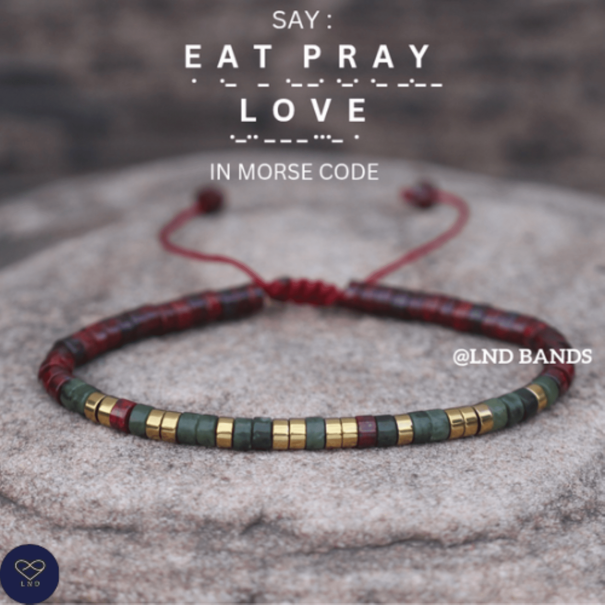 EAT PRAY LOVE Morse Code Bracelet, Motivational Inspirational bracelet, Encouragement, Adjustable Affirmation Meaningful Bracelet Yoga - LND Bands