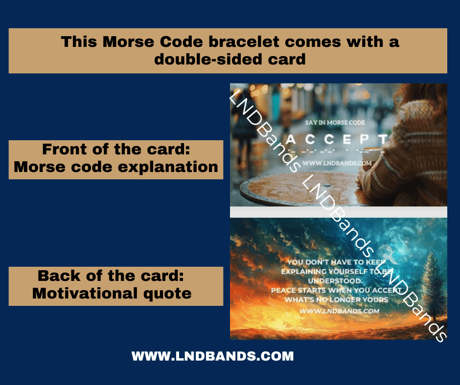 Morse Code ACCEPT beaded bracelet: Adjustable beaded 2x4mm, Inspiration Motivation Encouragement Affirmation uplift hidden message - LND Bands