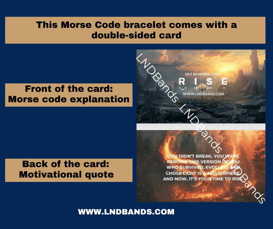 Morse Code Bracelet "RISE" Adjustable, Meaningful, Secret Message, Personal Mantra Affirmation Motivation Encourage - LND Bands