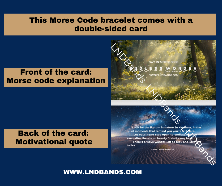 Morse Code "ENDLESS WONDER" Bead Bracelet: Kambaba Jasper, Inspiration, Motivation, Support, Encouragement, Affirmation, Meaningful, travel - LND Bands