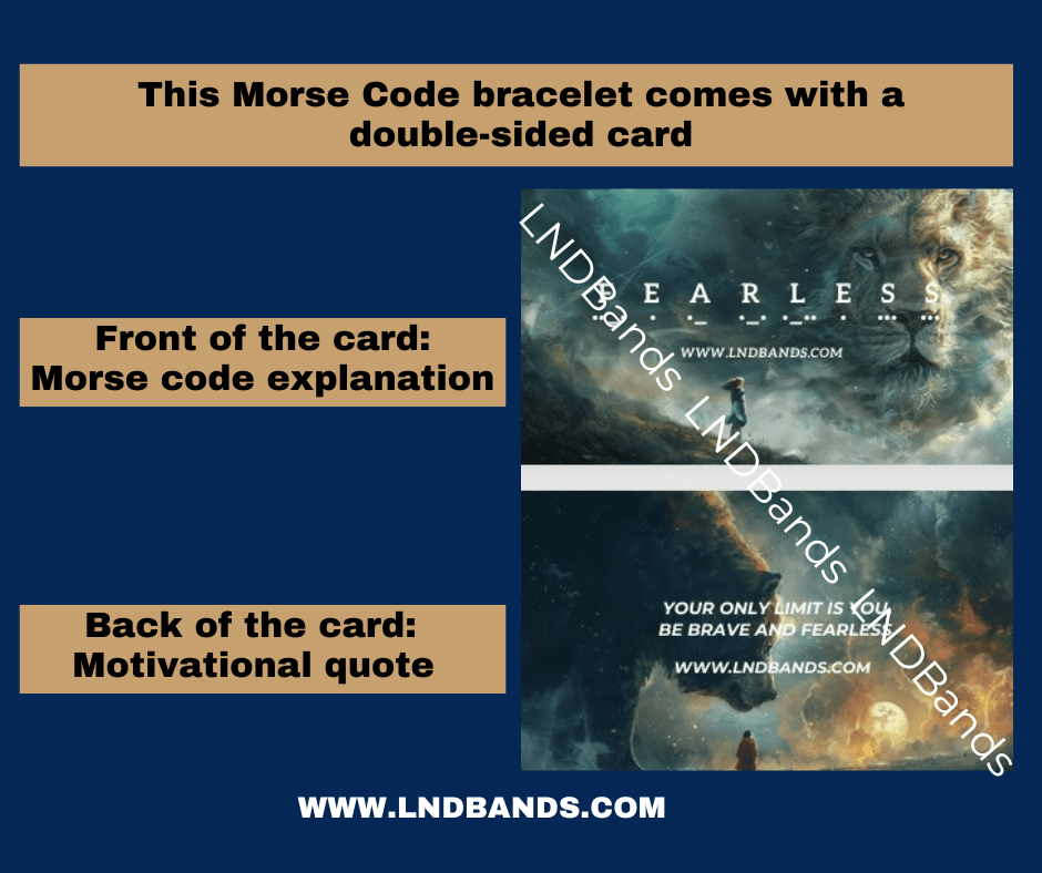 Morse code FEARLESS Hidden message, Motivational Inspirational Beaded Bracelet, Encouragement, Adjustable Affirmation Meaningful Bracelet - LND Bands