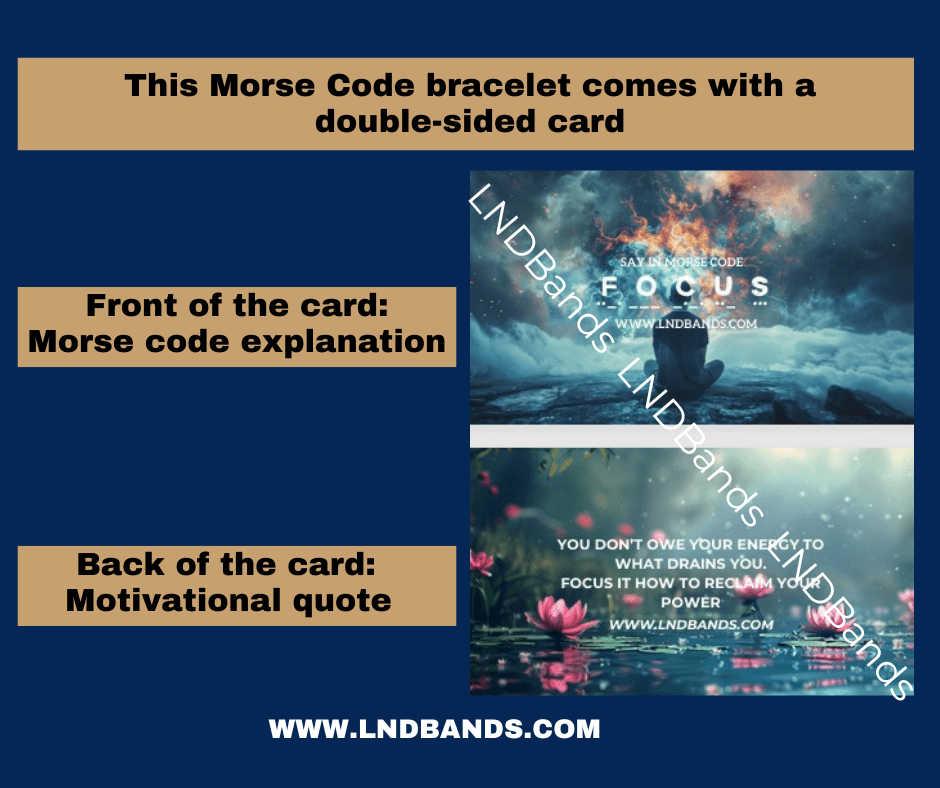 Morse Code FOCUS beaded bracelet: Inspiration, Motivation, Support, Encouragement, Affirmation, Meaningful, uplifting growth - LND Bands