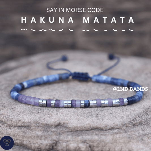 Morse code HAKUNA MATATA Motivation Adjustable Bracelet, Relax Fun, No worries, support, uplifting message, friendship bracelet - LND Bands