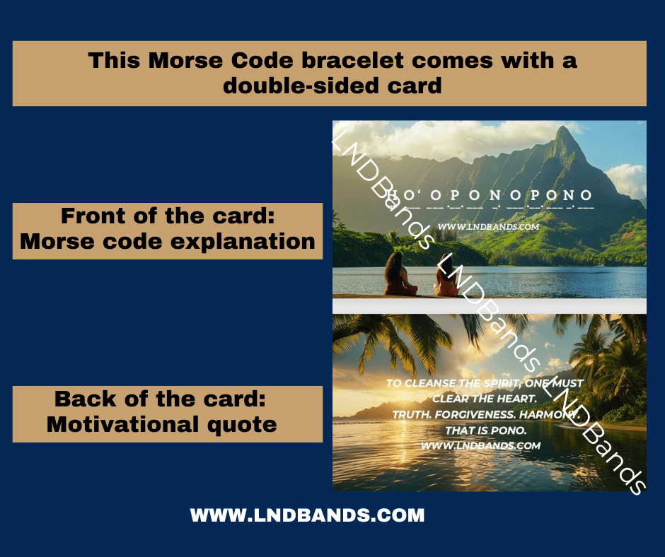 Morse code HO OPONOPONO Green Spot jasper Tiger eye Adjustable Affirmation Bracelet, motivational encouraging meaningful, inspirational - LND Bands