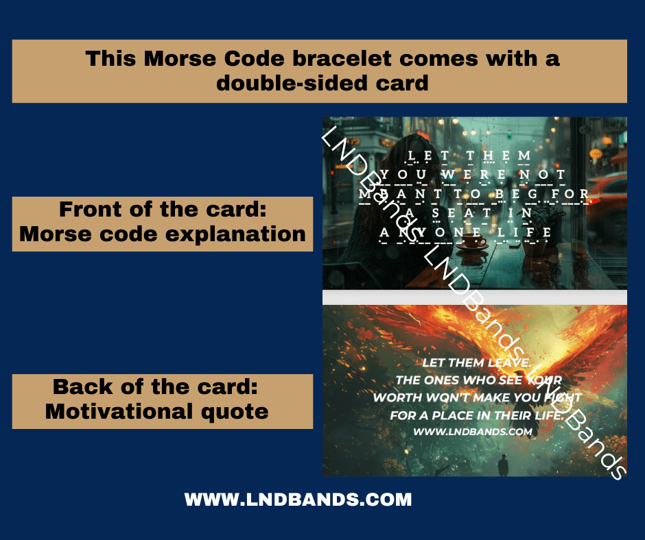 Morse code LET THEM YOU Were Not Meant To Beg For a Seat in Anyone Life, Green Spot Jasper Tiger Eye Necklace, Mental health, self - care - LND Bands