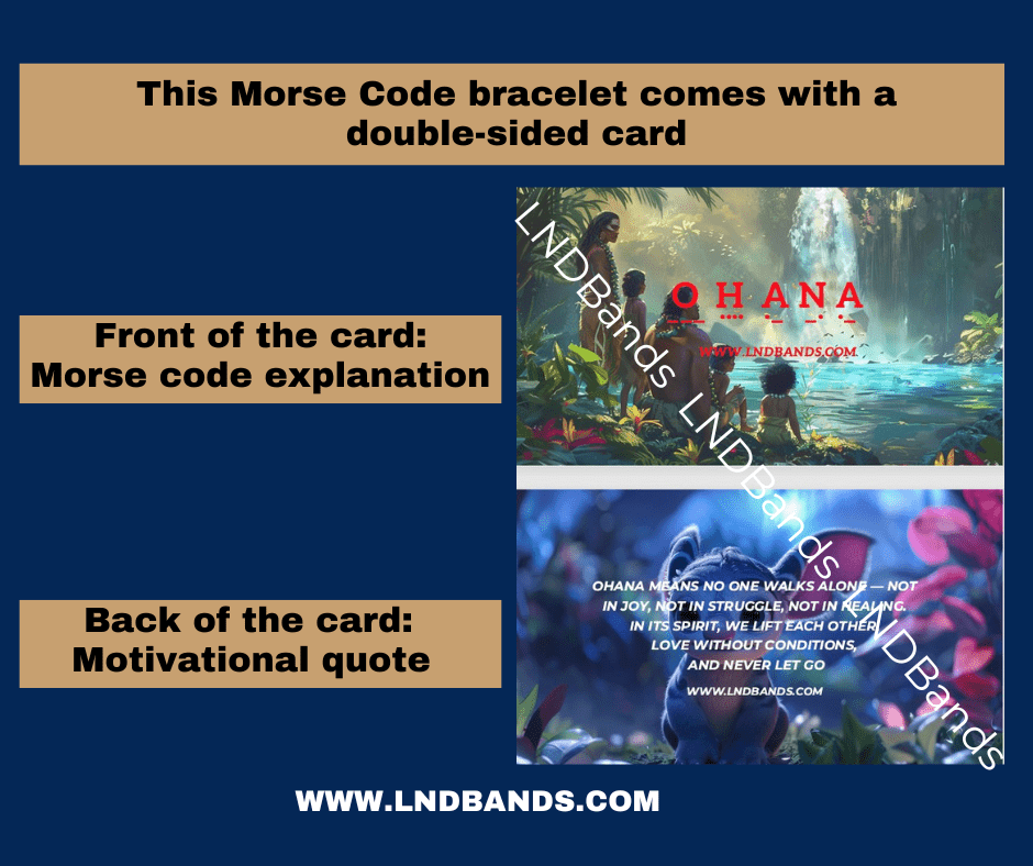 Morse code OHANA Green Spot jasper Tiger eye Adjustable Affirmation Bracelet, motivational, encouraging, meaningful, inspirational, family - LND Bands