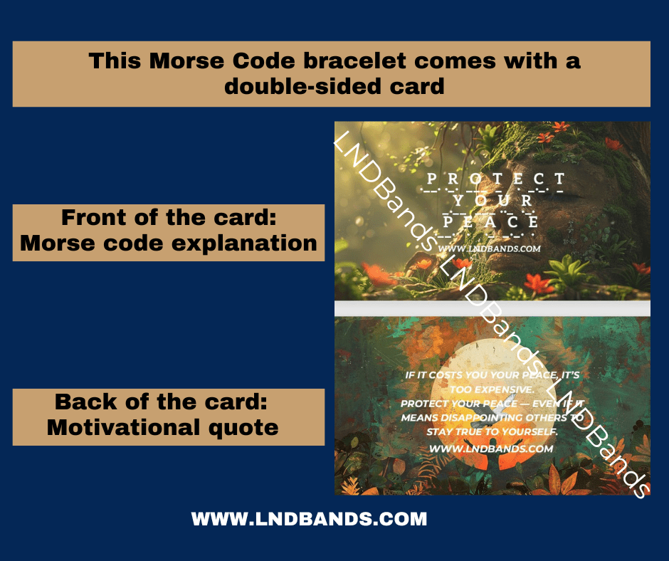 Morse code PROTECT YOUR PEACE Tiger eye Adjustable Affirmation Bracelet, motivational encouraging meaningful, inspirational, motivational - LND Bands