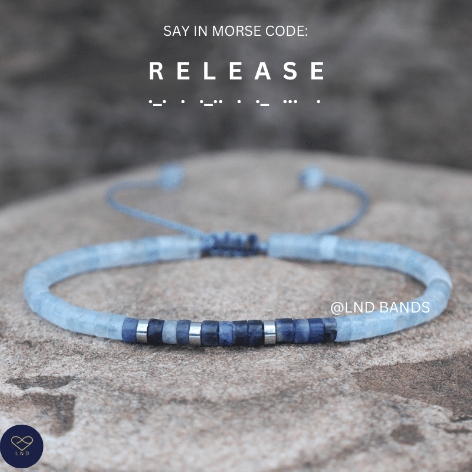 Morse Code RELEASE beaded bracelet: Inspiration, Motivation, Support, Encouragement, Affirmation, Meaningful uplifting secret message - LND Bands