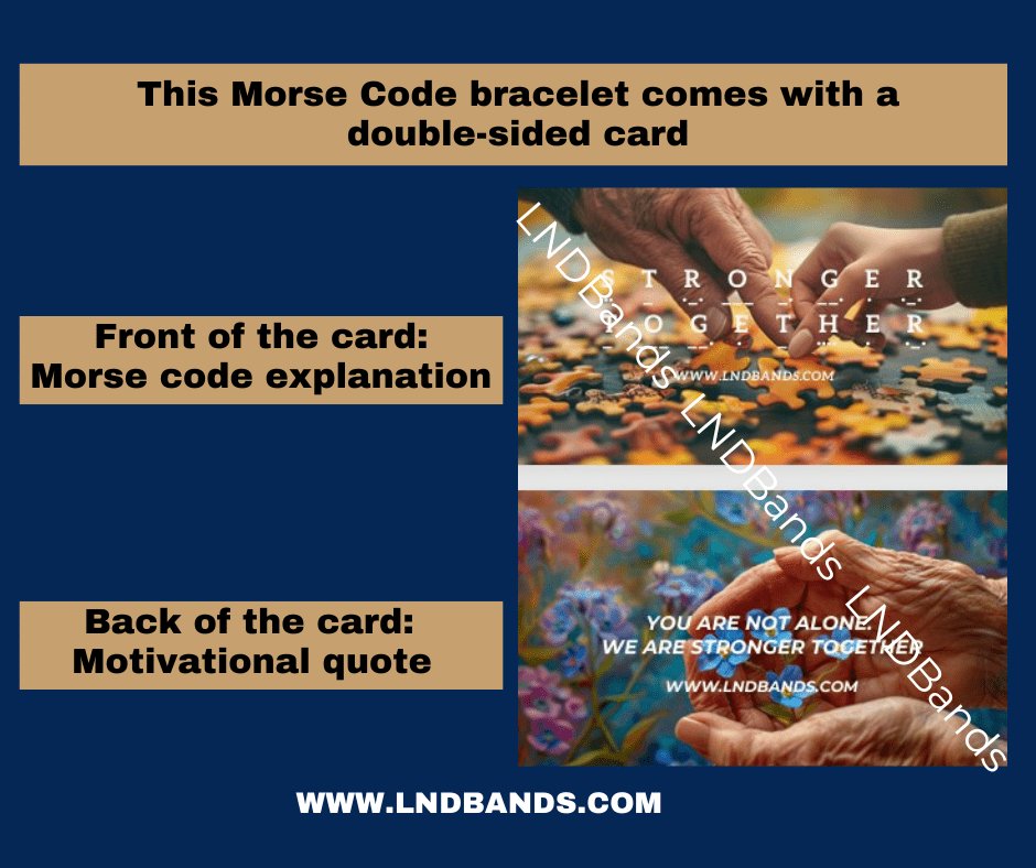 Morse code STRONGER TOGETHER Amethyst Aquamarine Yoga Motivation Meditation Adjustable Bracelet, Relax Calm, Alzheimer awareness, support - LND Bands