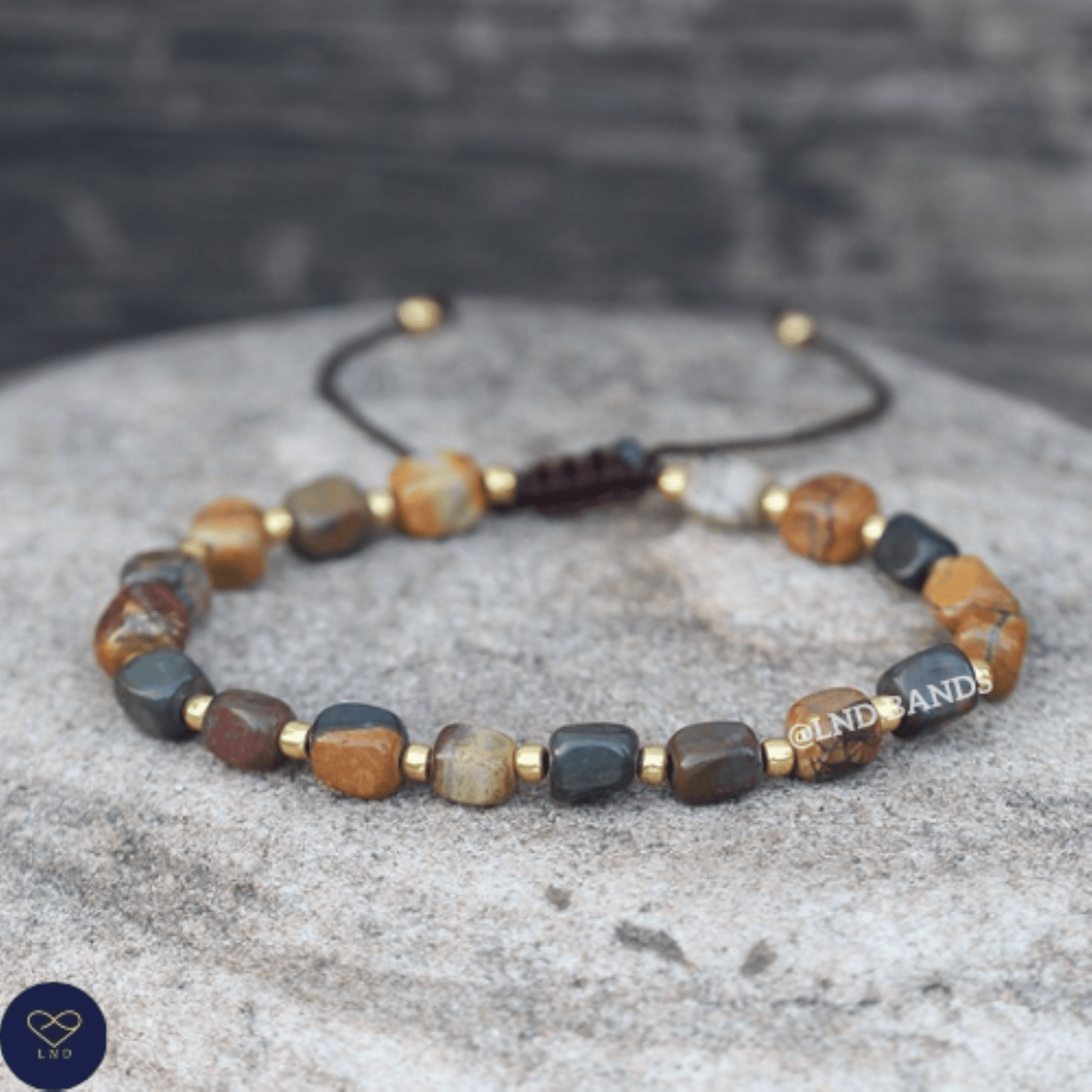 Picasso Jasper new shape Bead Bracelet, Adjustable Minimalist Bracelet, Natural Stone Bracelet, Dainty Bracelet, Tibetan Gemstone, 4mm - LND Bands