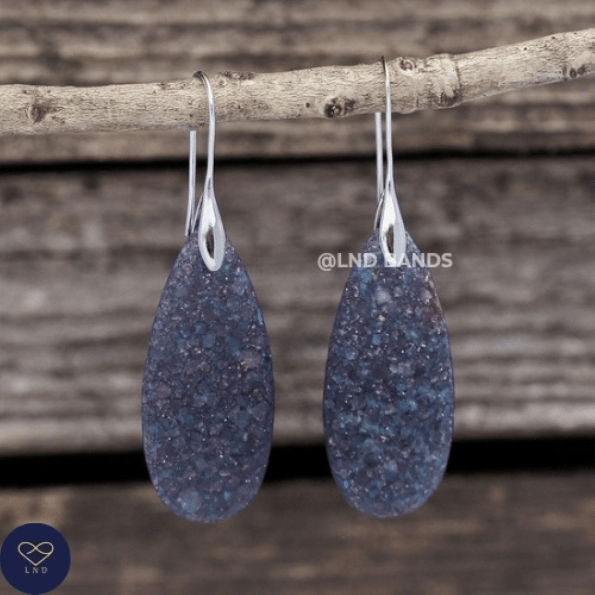 Purple/Blue SILVER Hook Teardrop Natural Stone Jasper Earrings, Drop Earrings Boho, Women Stylish Jewellery Earrings, gift for her for Mum - LND Bands