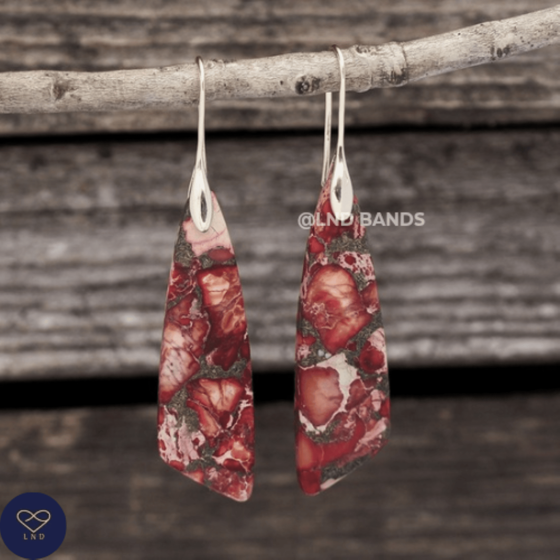 Red Sea Sediment GOLD Hook Teardrop Natural Stone Jasper Earrings, Drop Earrings Boho, Women Stylish Jewellery Earrings, gift for her - LND Bands