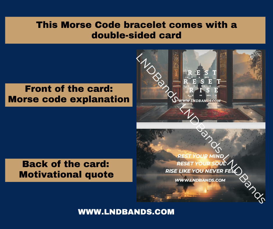 REST RESET RISE Morse Code Bracelet, Motivational Inspirational Encouragement, Adjustable Affirmation Meaningful Beaded bracelet support - LND Bands