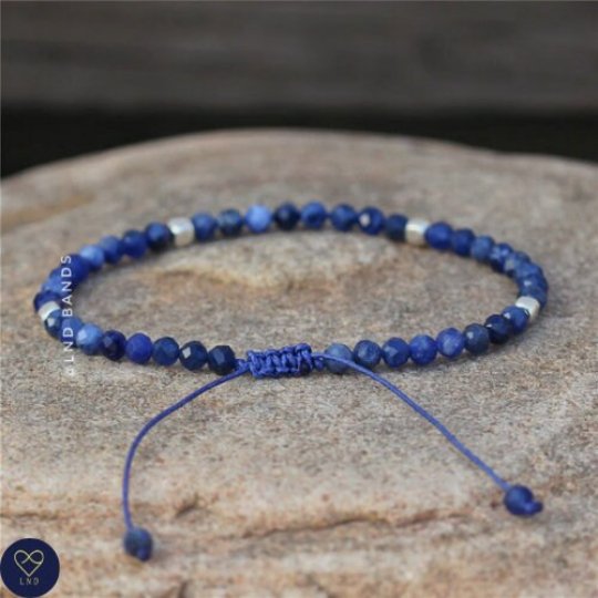 Sodalite Faceted Bead Bracelet, Adjustable High Quality, Gemstone Bracelet, Dainty Bracelet, Birthday Gift - LND Bands