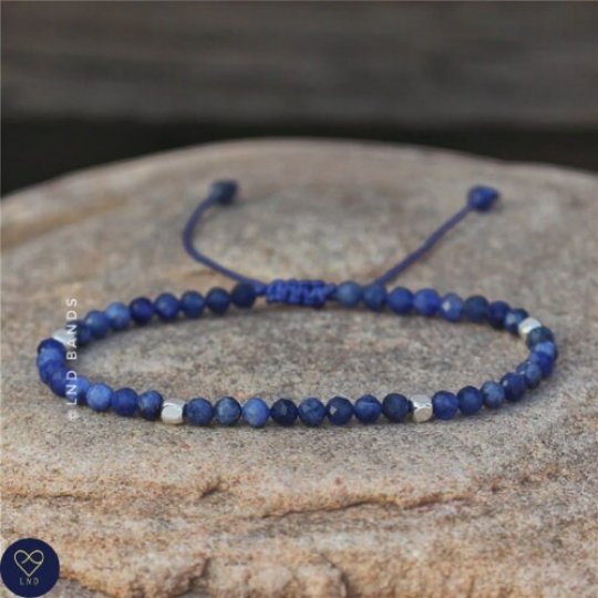 Sodalite Faceted Bead Bracelet, Adjustable High Quality, Gemstone Bracelet, Dainty Bracelet, Birthday Gift - LND Bands