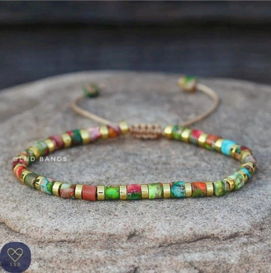 Colourful tube Imperial Jasper bracelet - Natural Stone Bracelet, 4mm - LND Bands