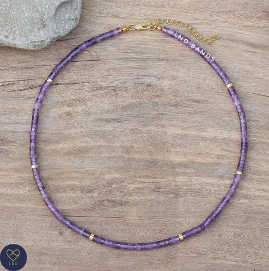 Dark Amethyst - Natural Stone Necklace, 4mm - LND Bands