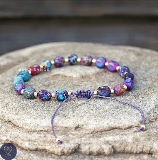 Galaxy Sea Sediment Jasper New Shape - Natural Stone Bracelet, 4mm - LND Bands
