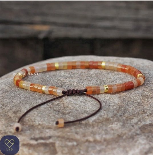 Orange Aventurine Bracelet - Natural Stone Bracelet, 4mm - LND Bands