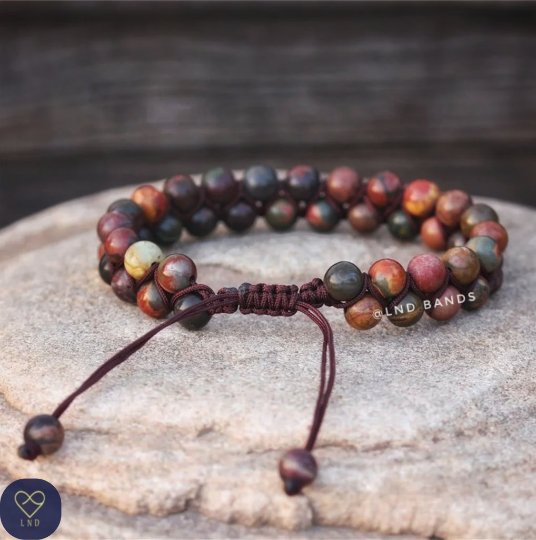 Picasso Jasper - Natural Stone Macram Bracelet, 6mm - LND Bands