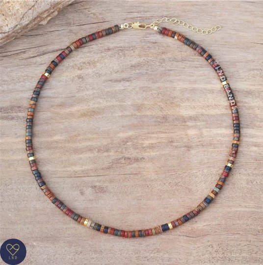 Picasso Jasper - Natural Stone Necklace, 4mm - LND Bands