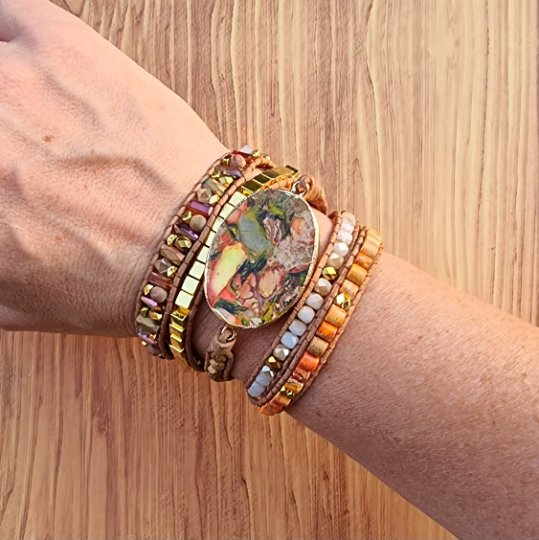 Picture Jasper Imperial Jasper Wrap Bracelet - LND Bands