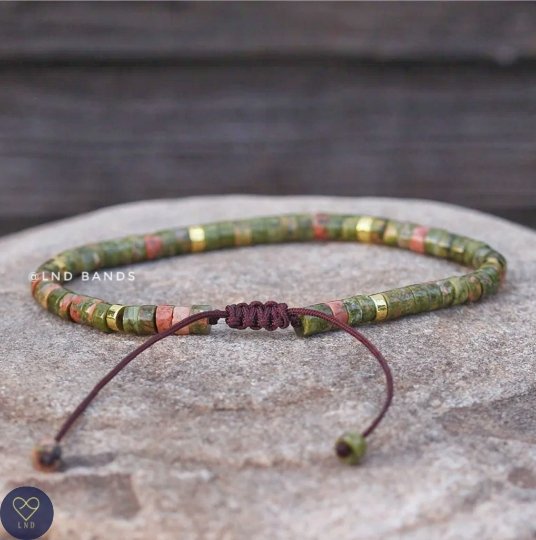 Unakite - Natural Stone Bracelet, 4mm - LND Bands