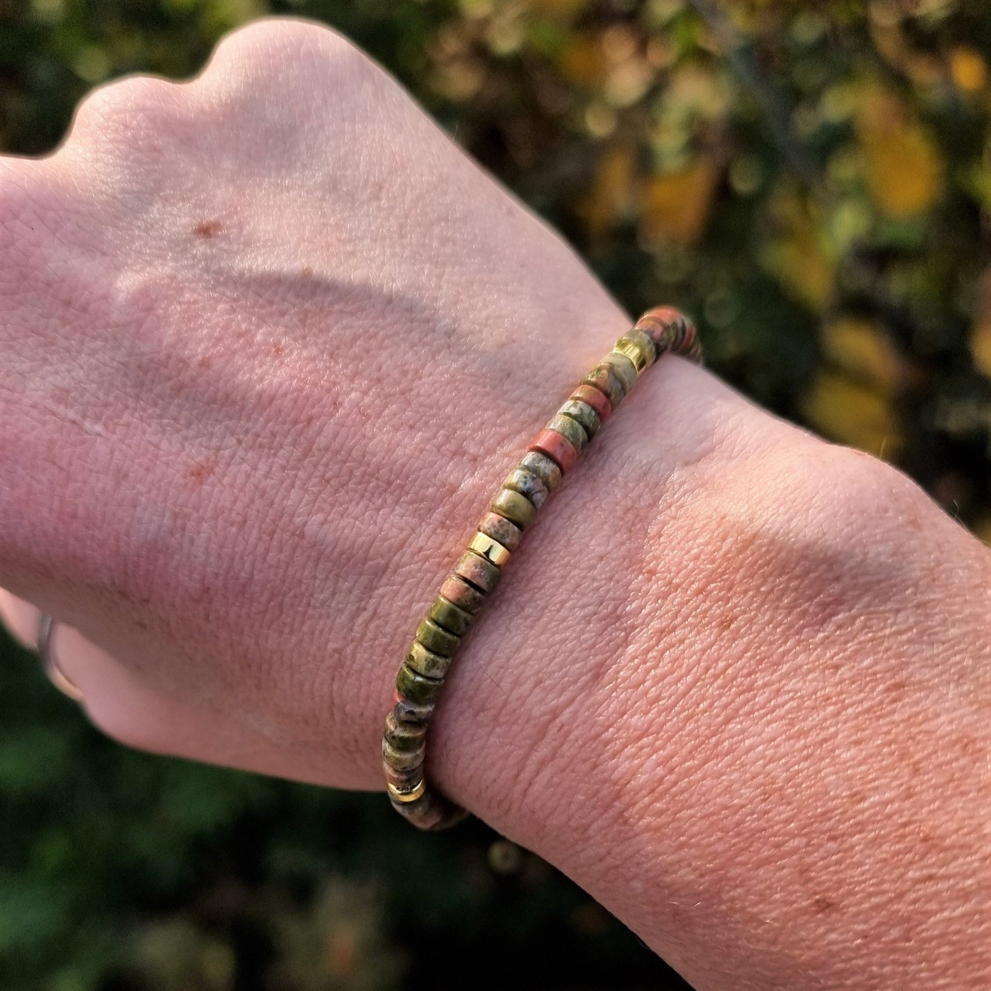 Unakite - Natural Stone Bracelet, 4mm - LND Bands