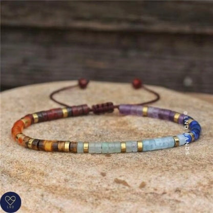 7 Chakra Exclusive Design Meditation Bohemian Yoga Gemstone Bracelet, Balance, power, protection, calm, grounding - LND Bands