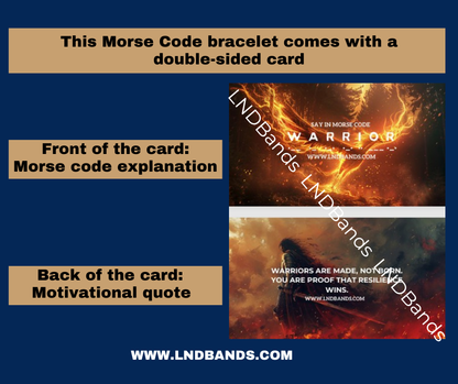 Morse Code Bracelet "WARRIOR": Adjustable, Meaningful, Secret Message, Personal Mantra Affirmation Motivation Encourage Uplifting