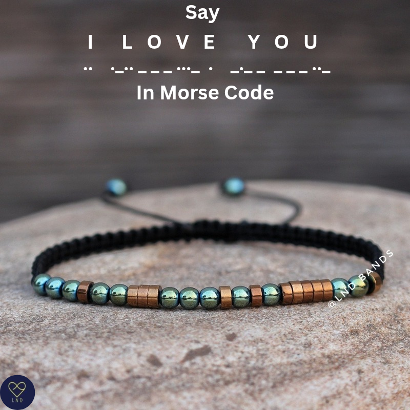 Morse code "I LOVE YOU" Hidden message, Adjustable Friendship Partner Distance Bracelet, Anniversary gifts for boyfriend husband girlfriend