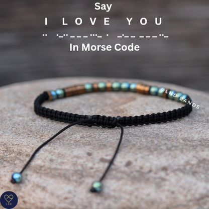 Morse code "I LOVE YOU" Hidden message, Adjustable Friendship Partner Distance Bracelet, Anniversary gifts for boyfriend husband girlfriend