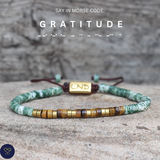 Morse Code Bracelet GRATITUDE: Adjustable, Meaningful, Secret Message, Personal Mantra Affirmation Motivation, Encourage, Uplifting