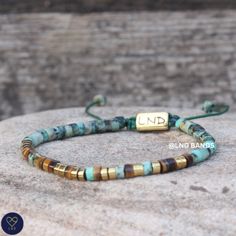 Morse code ONE DAY AT A TIME African Turquoise Tiger eye, Adjustable Affirmation Bracelet, motivational encouraging meaningful bracelet