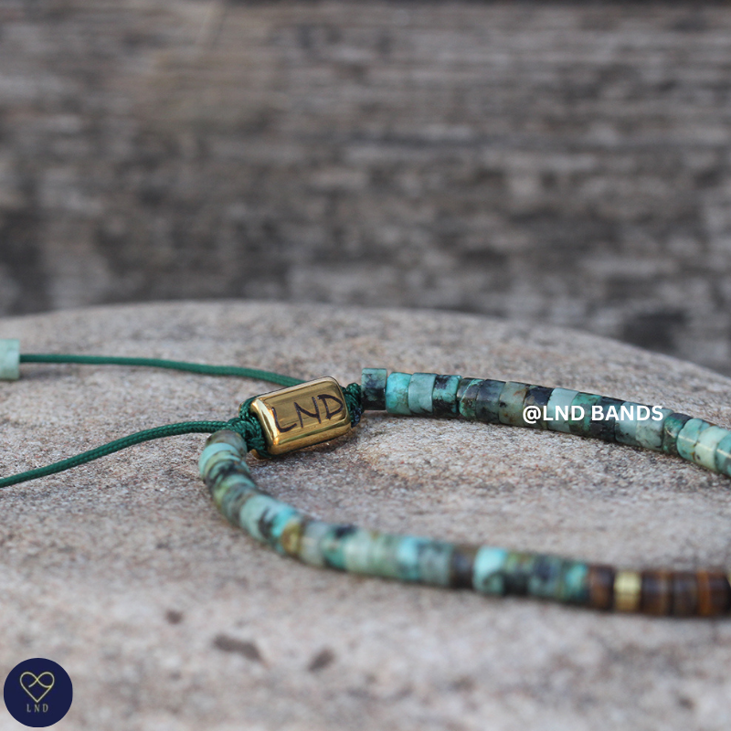 Morse code LET THEM African Turquoise Tiger eye, Adjustable Affirmation Bracelet, motivational encouraging inspirational bracelet, support