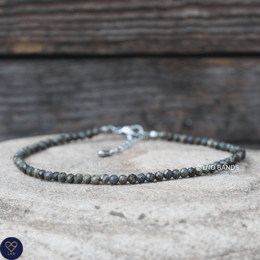 Anklet: Dragon Blood 3mm Faceted, Meditation Bohemian Yoga Tibetan, happiness joy wisdom - LND Bands