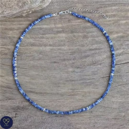 Blue Jasper High Quality Bead Necklace, 2x4mm Natural Stone Beads, Dainty Necklace, Boho style, Summer gift, Minimalist Necklace, birthday