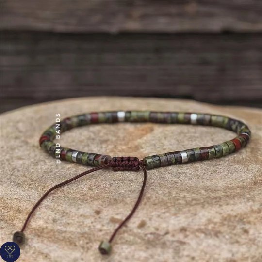 Dragon Blood Stone Bead Bracelet, Adjustable Minimalist Bohemian Bracelet, Yoga, Ethnic, gift for her and him - LND Bands