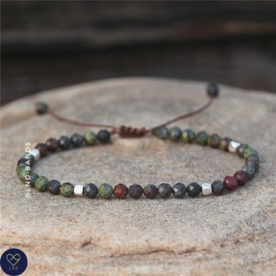 Dragon Blood Stone Faceted Bead Bracelet, Adjustable Gemstone Bracelet, courage, creativity booster, protection - LND Bands