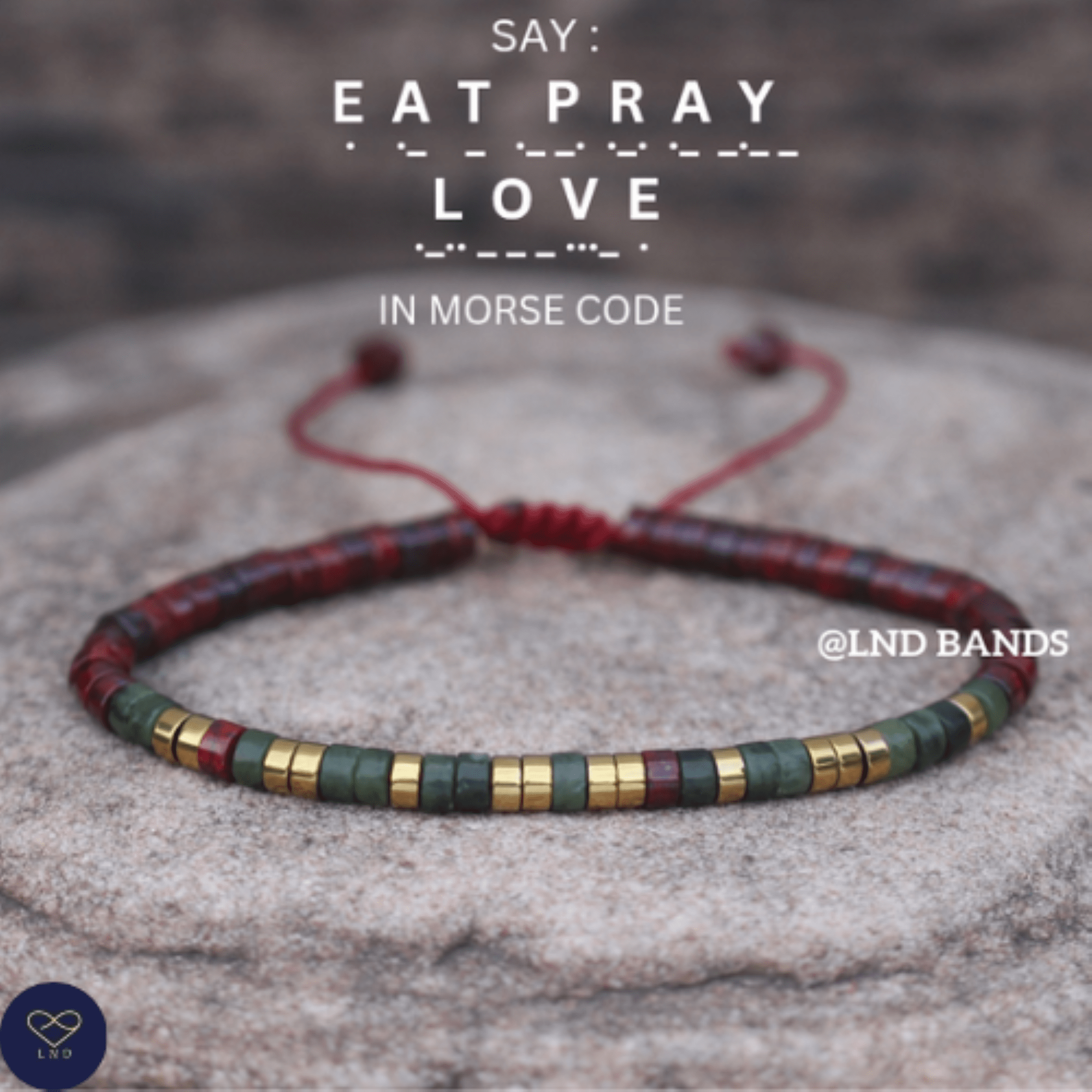 EAT PRAY LOVE Morse Code Bracelet, Motivational Inspirational bracelet, Encouragement, Adjustable Affirmation Meaningful Bracelet Yoga - LND Bands