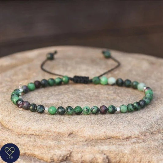 Epidote bracelet, Tibetan Beads Bracelet, Adjustable Gemstones Dainty Bracelet Yoga, Minimalist Bohemian Bracelet - LND Bands