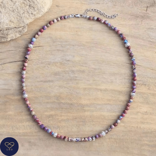 Galaxy Sea Sediment Necklace, Adjustable, Minimalist Bohemian necklace, Natural Stone necklace, Dainty necklace, Tibetan gemstone, 4x4mm - LND Bands