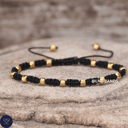 Gold Hematite 4mm Adjustable Minimalist Yoga Boho Ethnic, Tibetan, gift for him for her, protection, balance - LND Bands