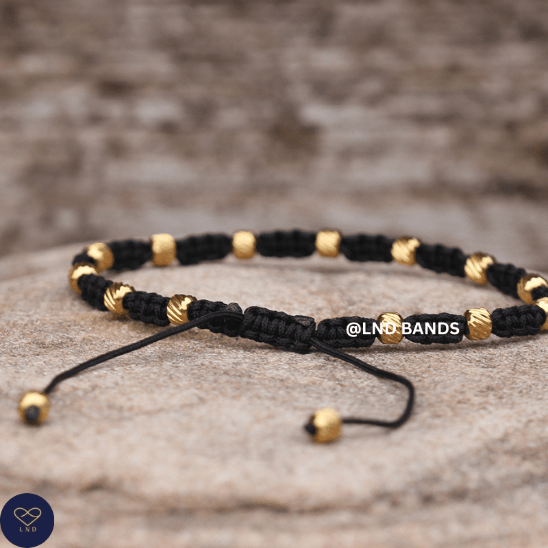 Gold Hematite 4mm Adjustable Minimalist Yoga Boho Ethnic, Tibetan, gift for him for her, protection, balance - LND Bands
