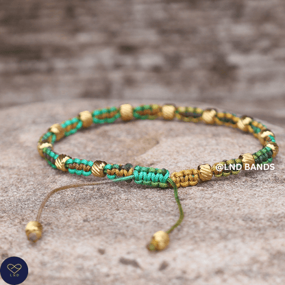 Gold Hematite colourful 4mm Adjustable Minimalist Yoga Boho Ethnic, Tibetan, birthday, protection, balance - LND Bands