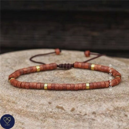 Gold Sands Stone Dainty Bracelet, Beaded Adjustable Bracelet, boho style, Ethnic Bohemian style, synthetic stone - LND Bands