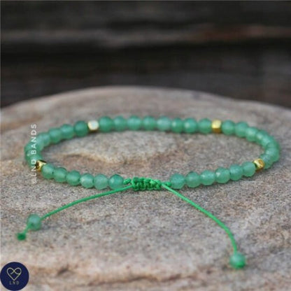 Green Aventurine Faceted Bead Bracelet, Adjustable High Quality, Gemstone Bracelet, positive vibes - LND Bands