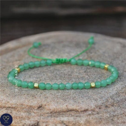 Green Aventurine Faceted Bead Bracelet, Adjustable High Quality, Gemstone Bracelet, positive vibes - LND Bands